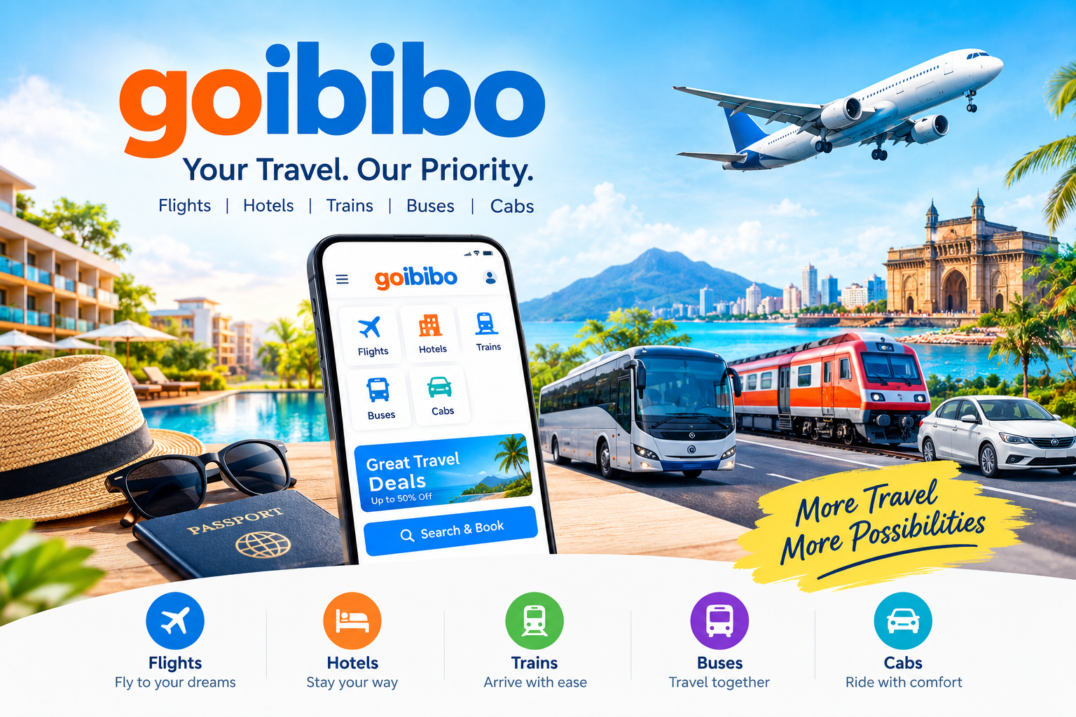Goibibo flights, hotels and travel booking services.